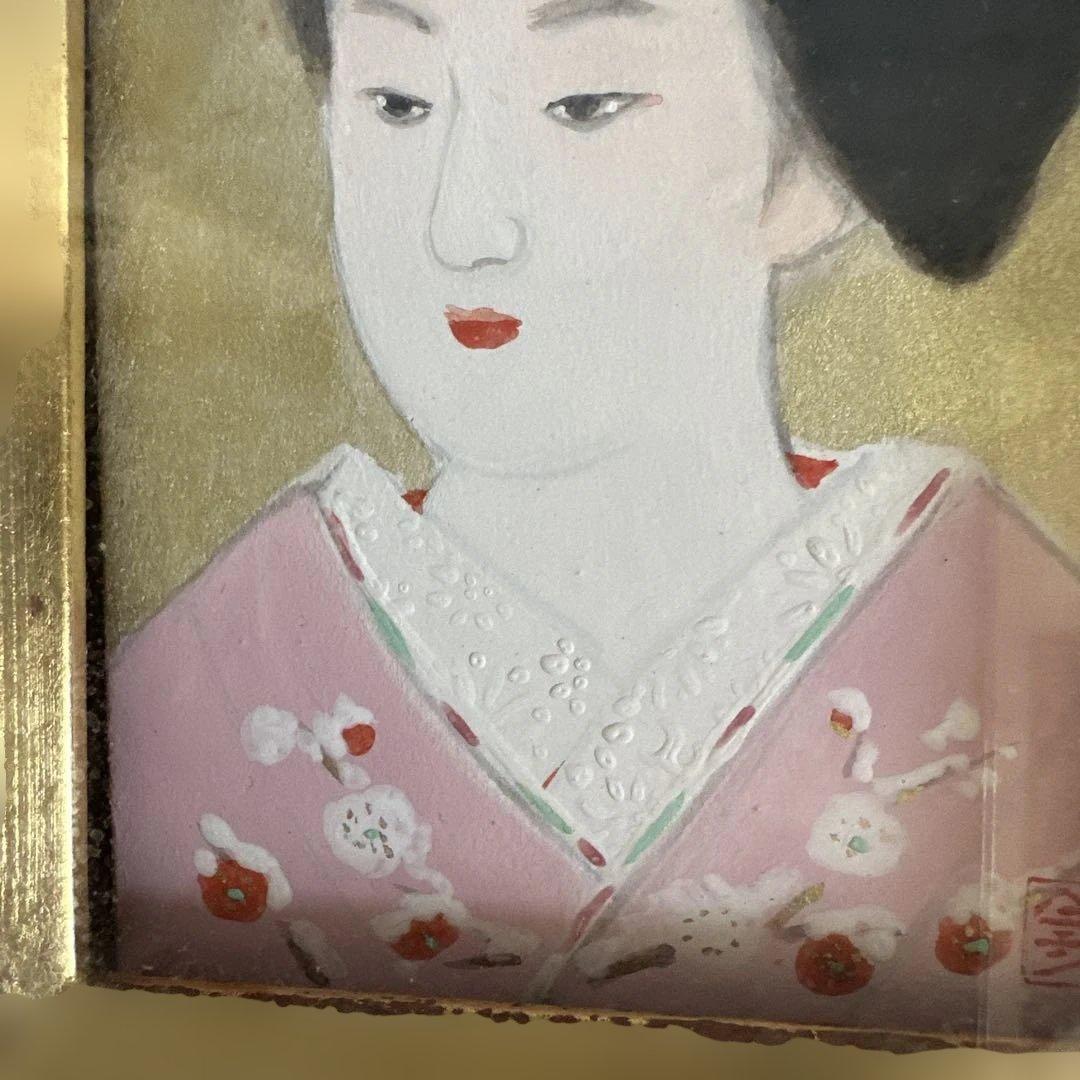 日本画 舞妓女性 金色フレーム