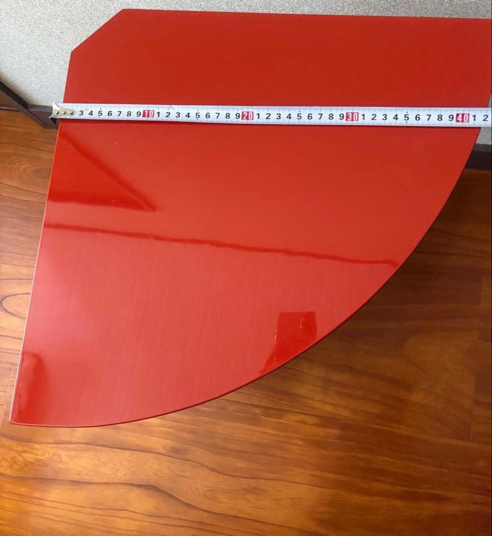 和テイスト 工芸品 木製 コーナー型 3段シェルフ コーナーラック 赤