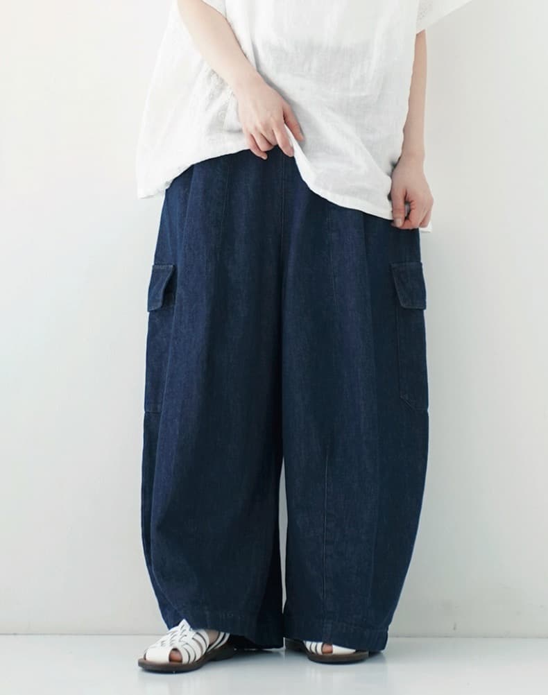 nest Robe コットンデニムバレルパンツ