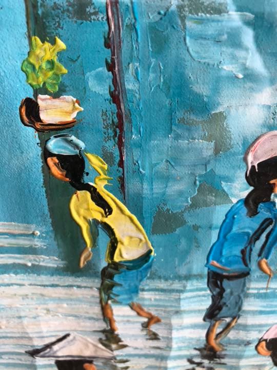 【値下げ】バリ島 有名画家 A. Sutisna真作 59.5×79.5cm