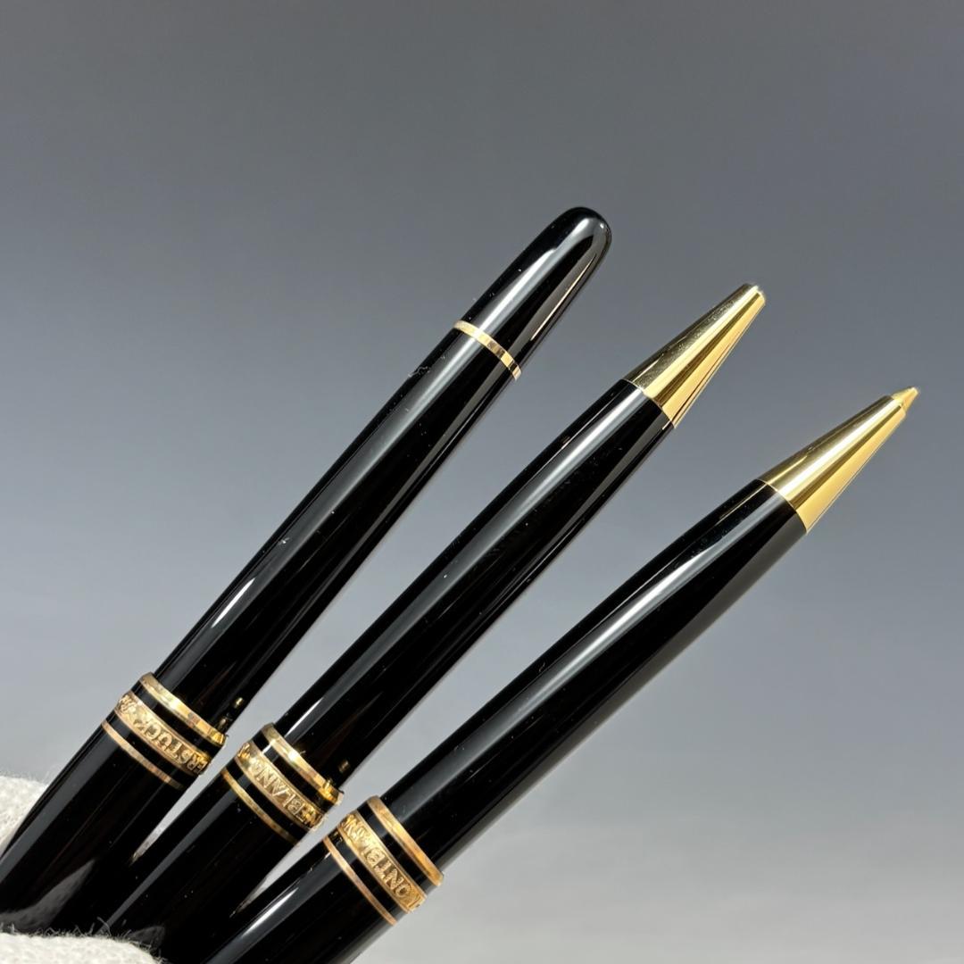 美品【モンブラン本物】筆記具セット/ボールペン2本・シャープペン/ペンケース/黒