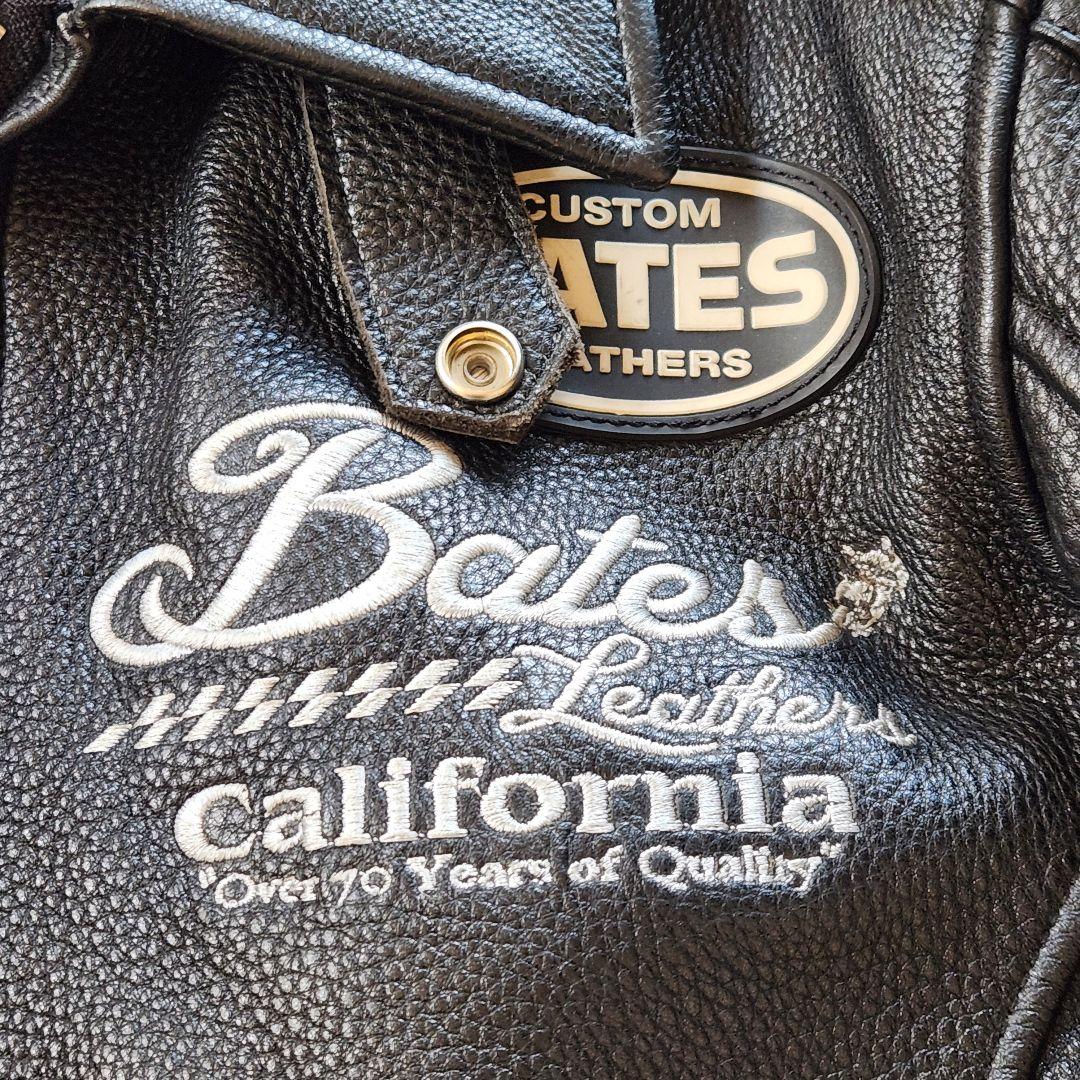 極美品✨BATES ライダースジャケット 牛革 背面デカロゴ キルティング