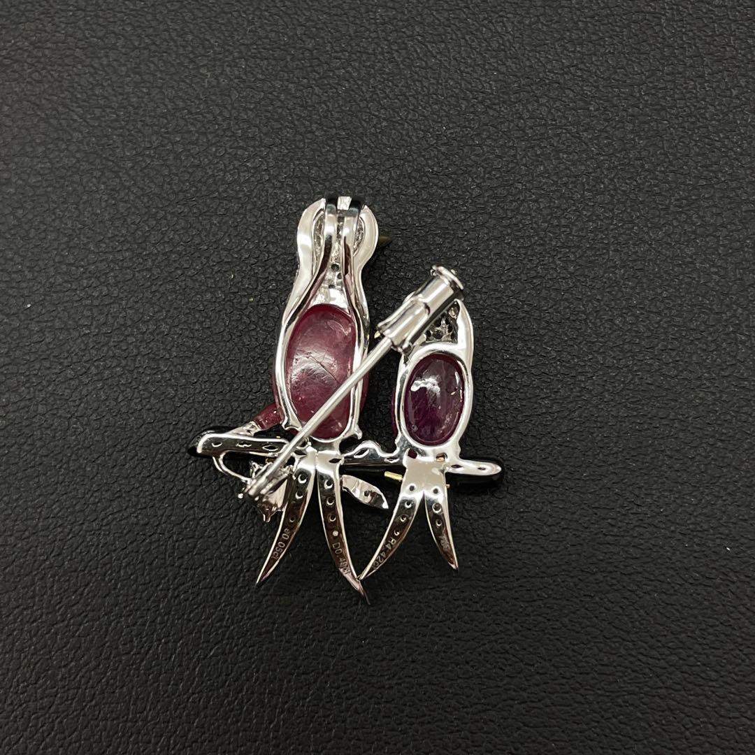 750 ルビーとダイヤモンドのブローチ