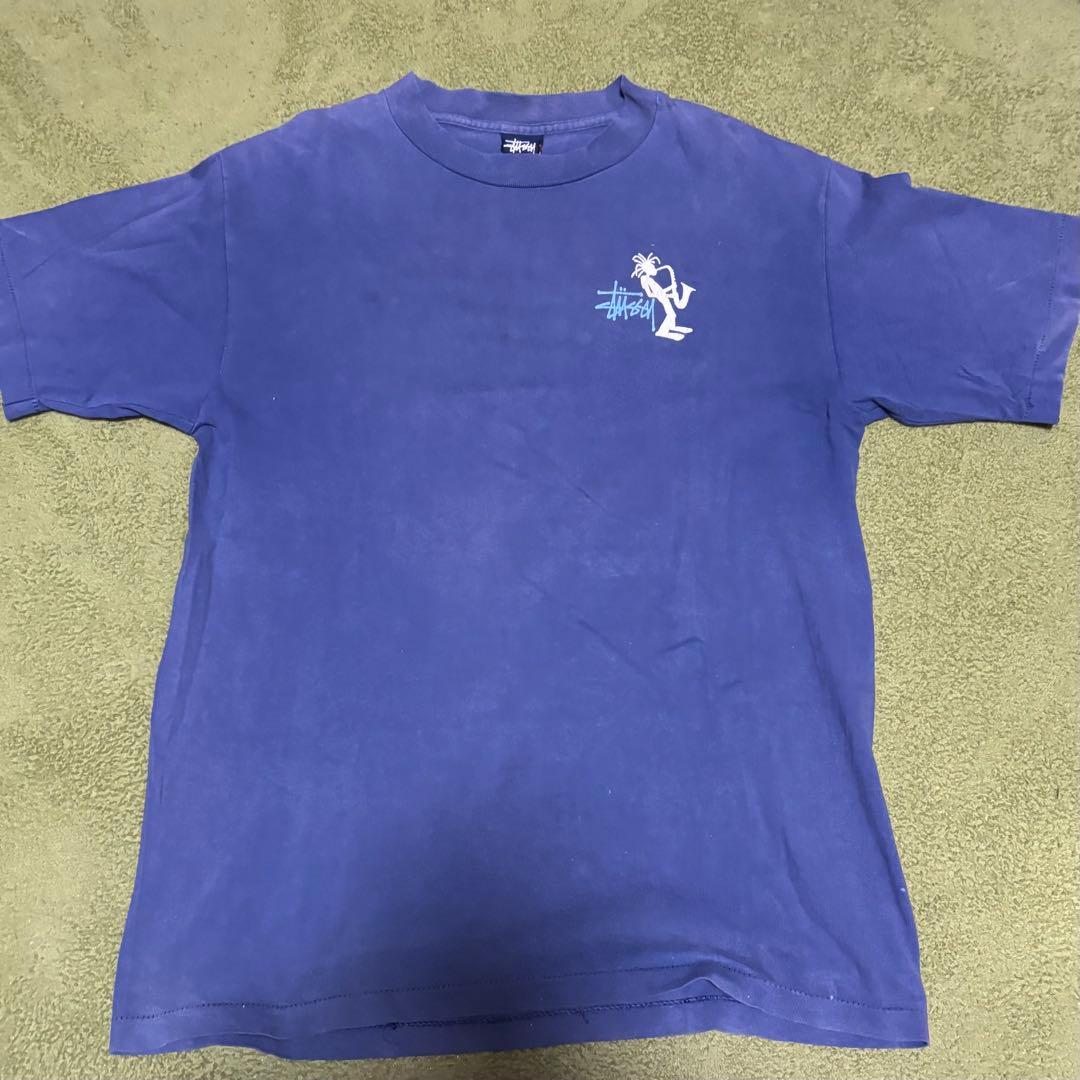 【90s】 \"old stussy\" (L) シャドーマン 茄子紺 フェード