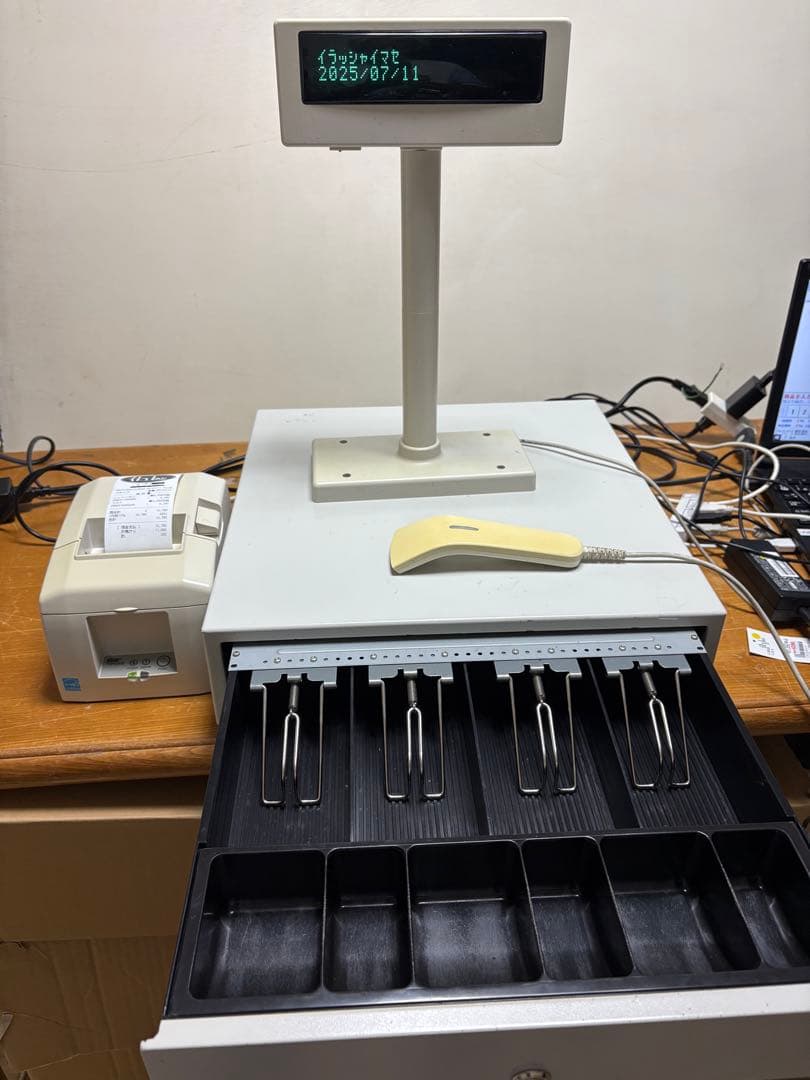 バーコードリーダー付き レジスター4点セット