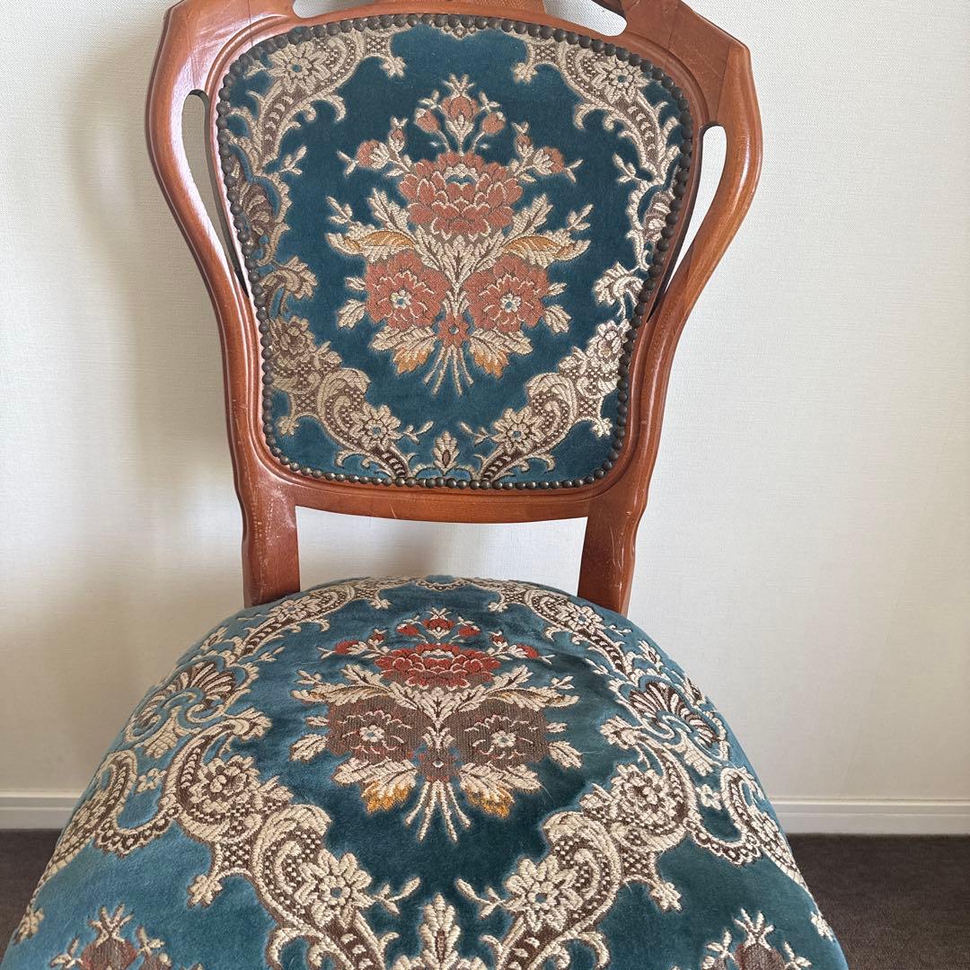 【最終値下げ】金華山織 猫脚クラシックチェア ブルー チェア アンティークチェア