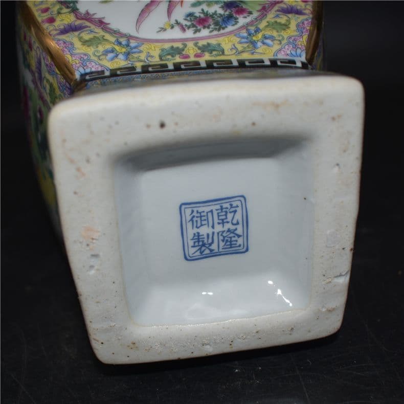 清乾隆琺瑯彩四方花鳥尊瓶 景徳鎮 陶磁器 装飾品 現代工芸品 美術品 置物