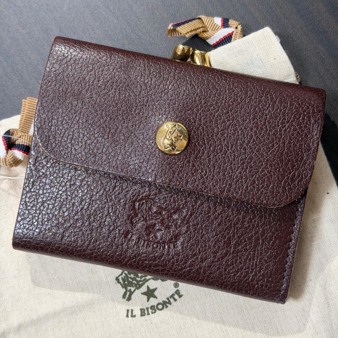 【新品未使用】イルビゾンテ 二つ折り がま口 財布 ブラウン