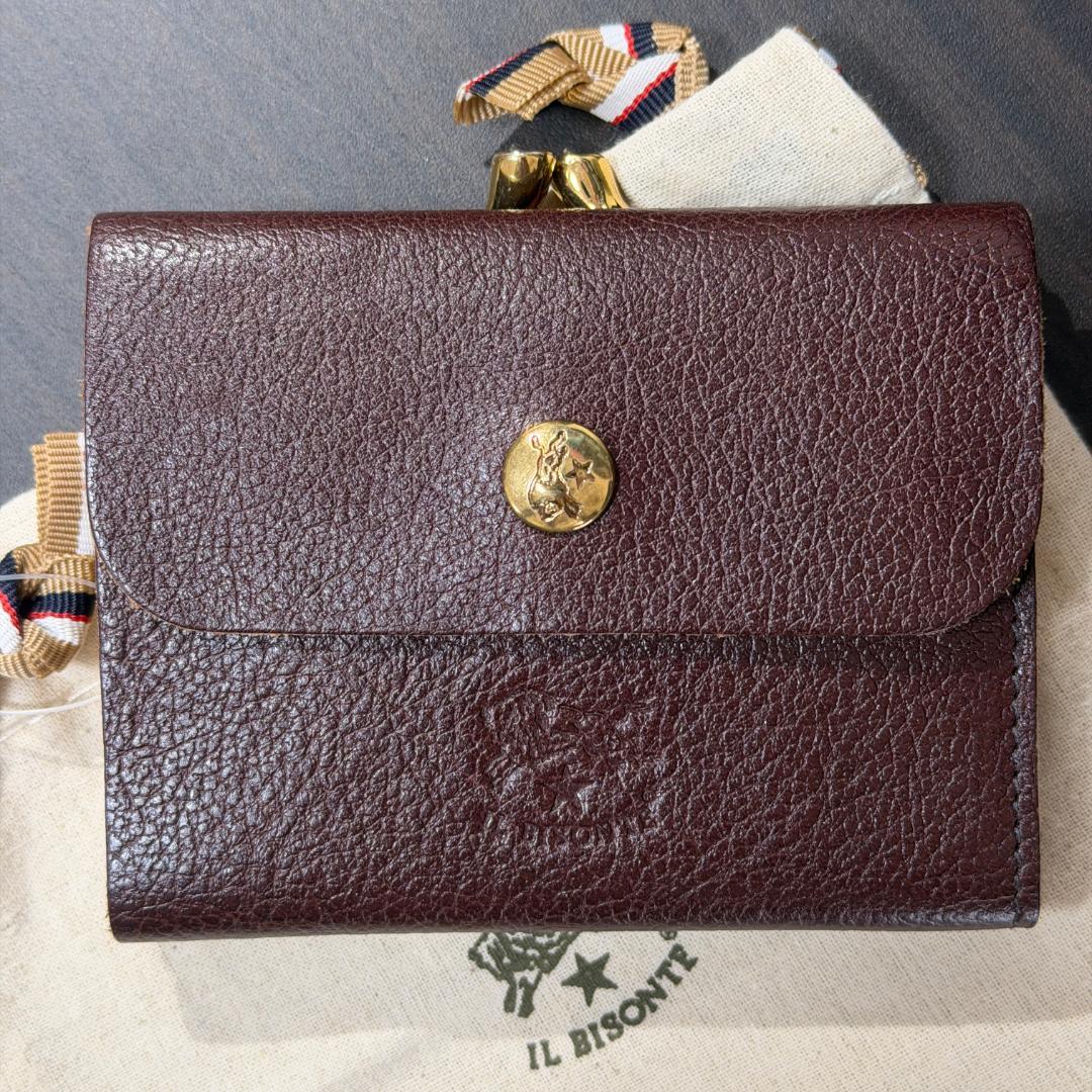 【新品未使用】イルビゾンテ 二つ折り がま口 財布 ブラウン