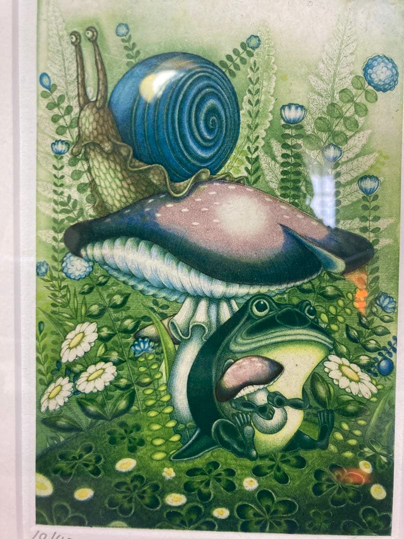広瀬ひかり　カエル　オリジナル銅版画カエル2点・絵本1冊のセット