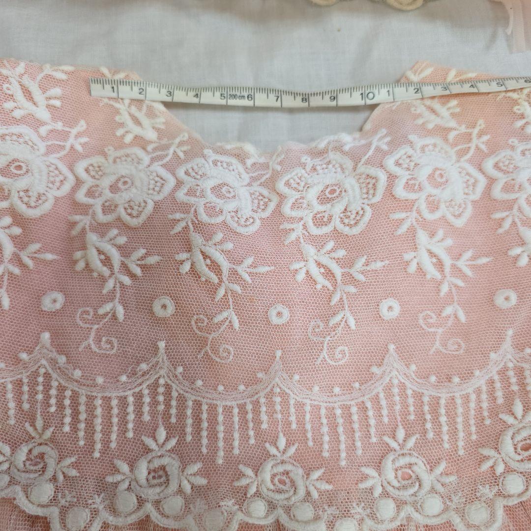 アンティークビスクドール　ドレス　フランスアンティーク　レースドレス　ボネ付き