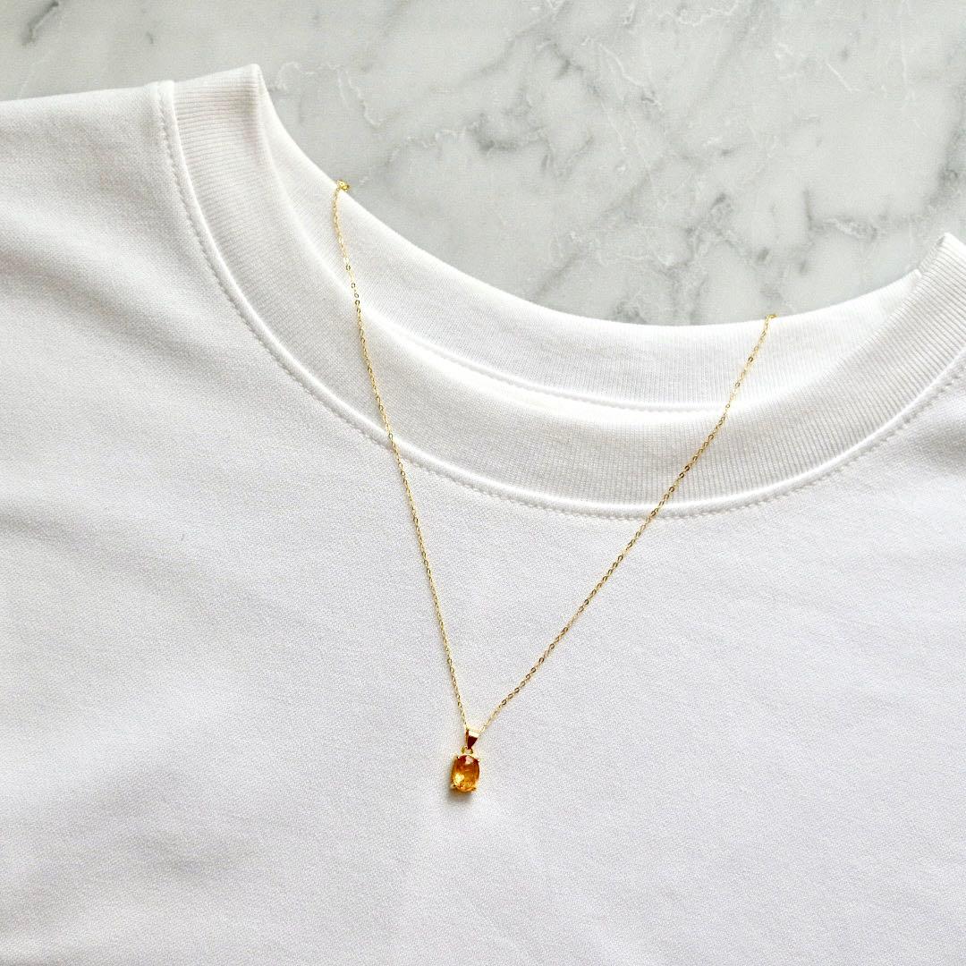 さとぴー品☆インペリアルトパーズのネックレス&スタッドピアスセット