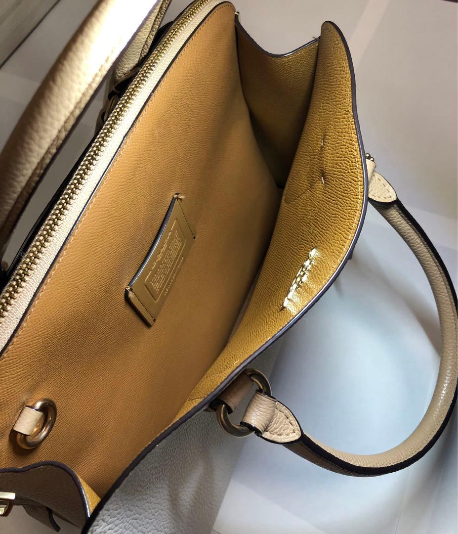 COACH カラーブロック チャニング ベージュショルダーバッグ 2way