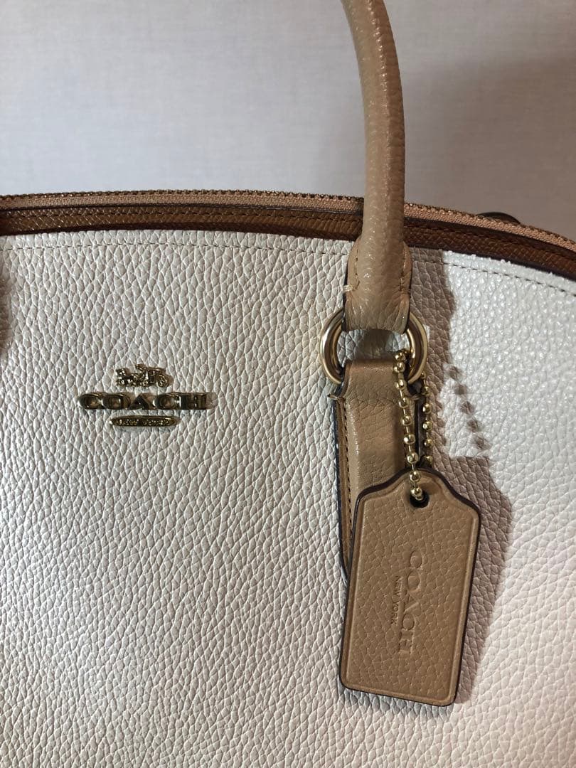 COACH カラーブロック チャニング ベージュショルダーバッグ 2way