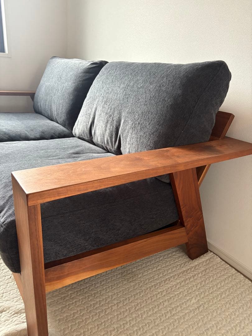 【送料込み】ソファ 2人掛け 木製フレーム ウォールナット