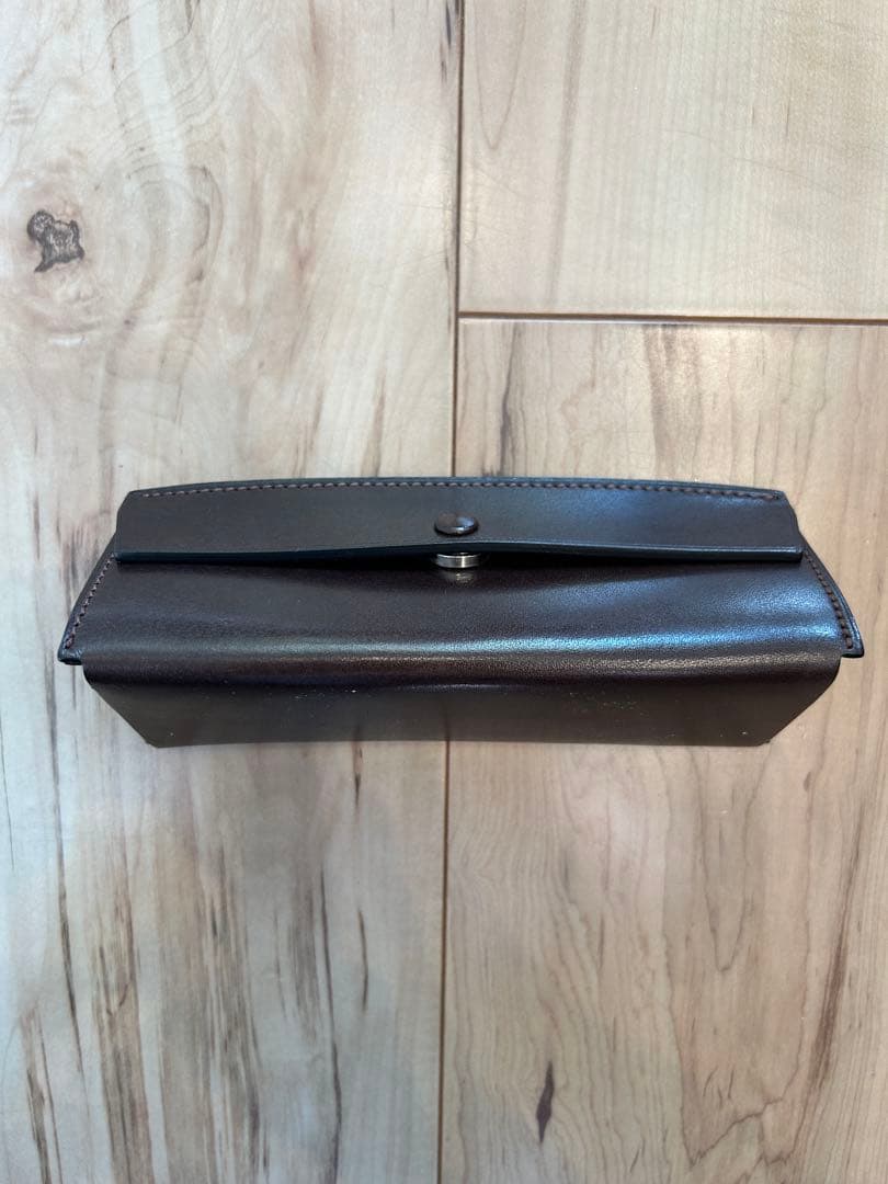 万双　厚コバ　ペンケース　ダークブラウン