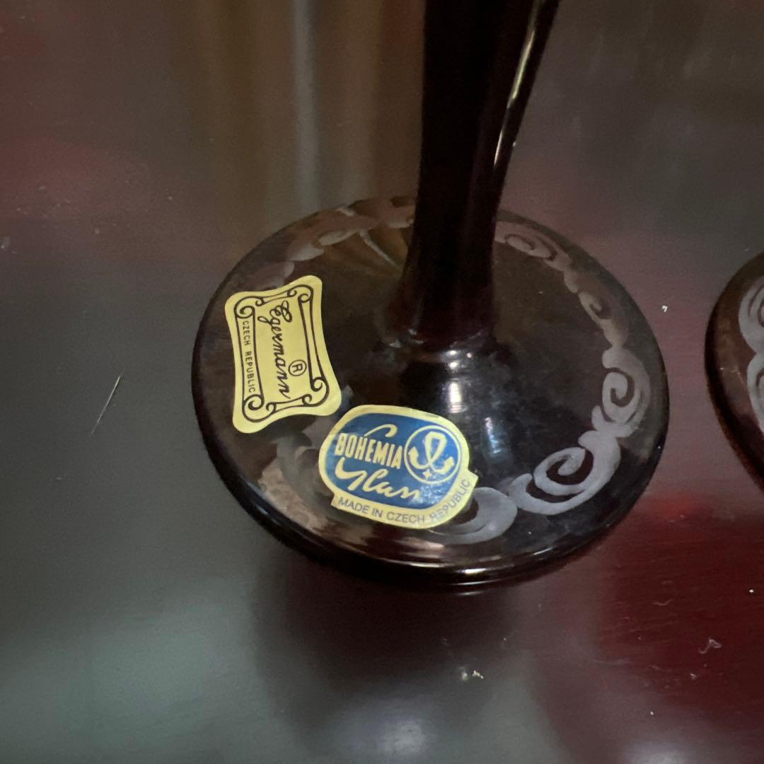 ボヘミアン　ワイングラス　赤