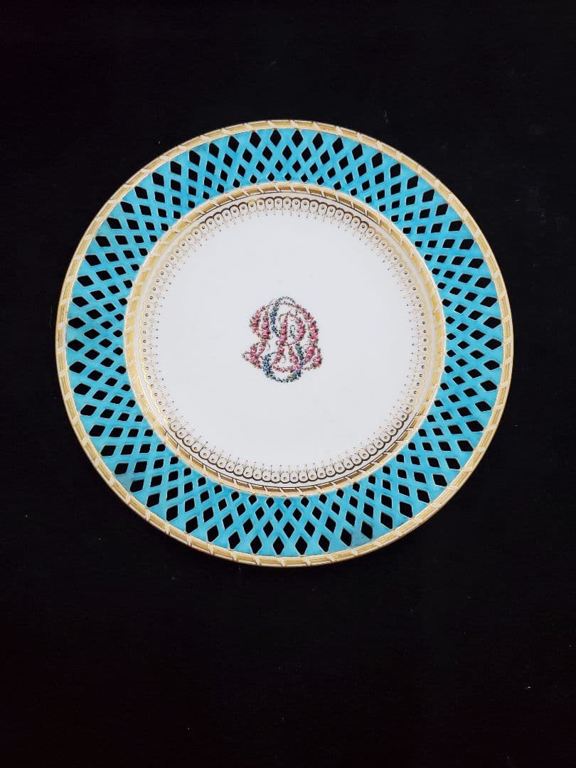 オールドミントン 花文字絵皿 19世紀