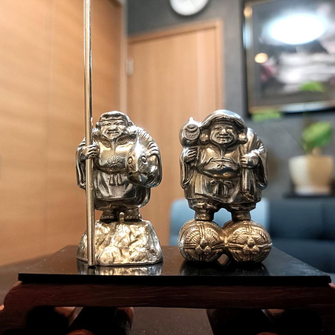【純銀製】恵比須様・大黒様2体セット【縁起物】川崎貯蓄銀行