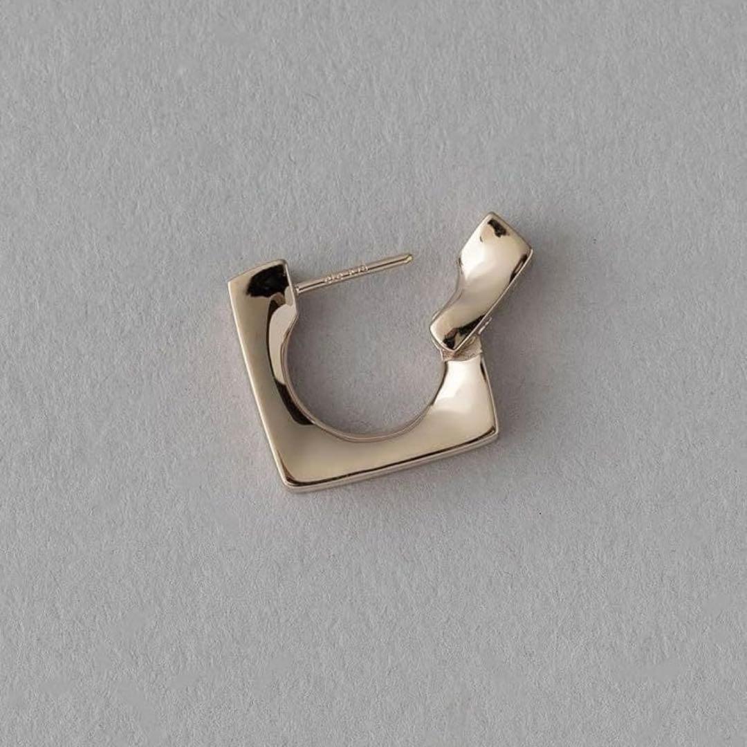 極美品　エテ ete K18 SV925 ロウ スクエア ハグピアス