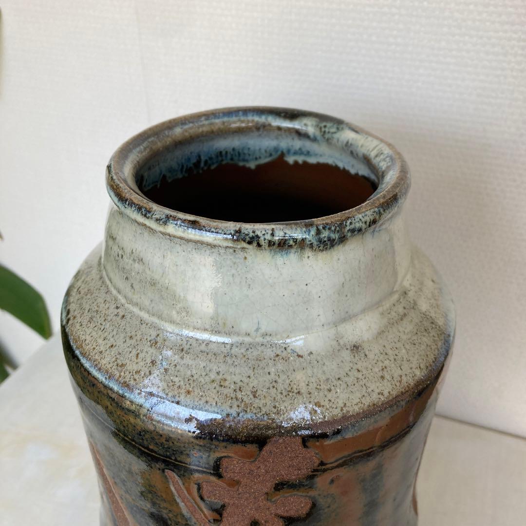 人間国宝　濱田庄司　花瓶　民藝　傑作　浜田庄司　黍文