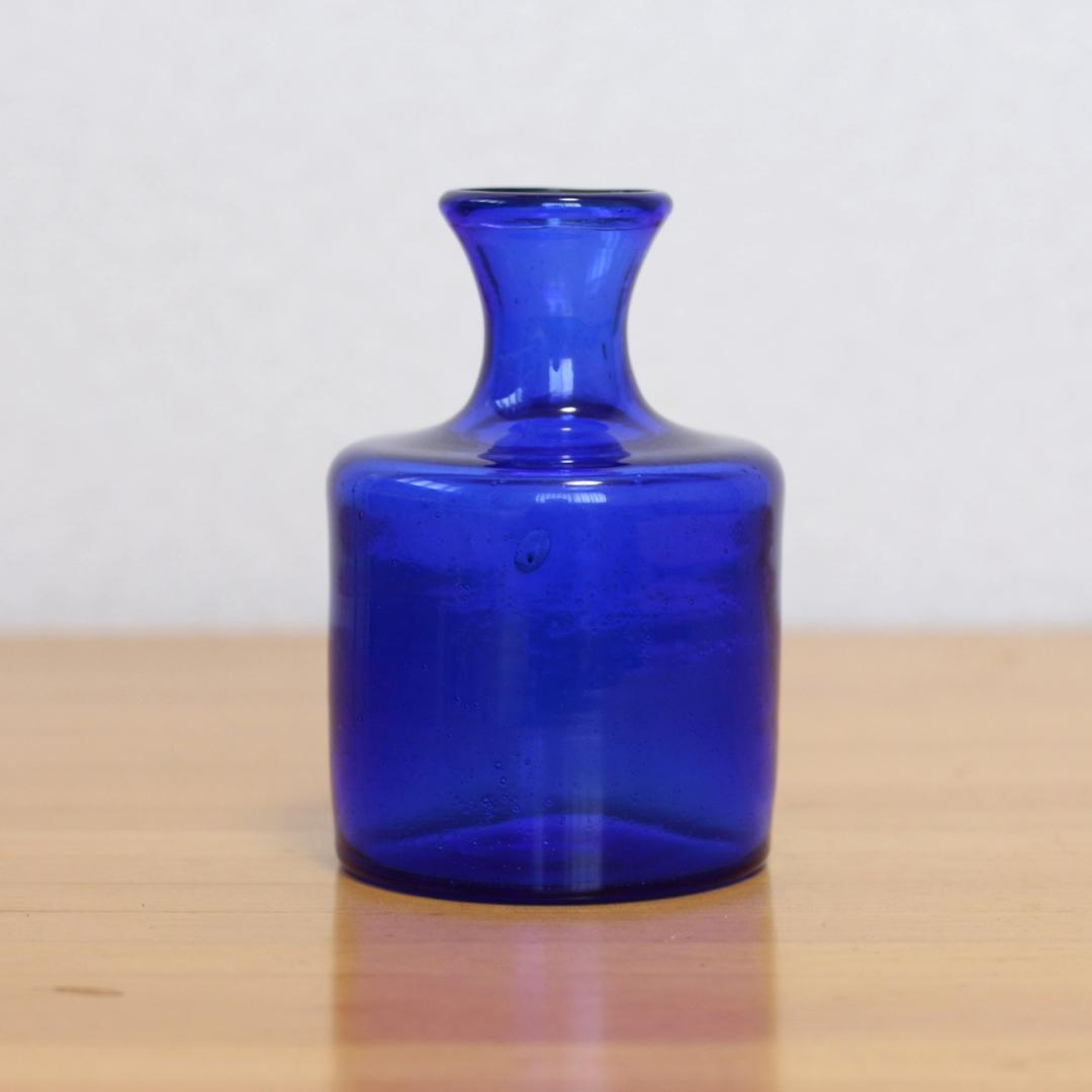 【サイン有り】エリックホグラン　Erik Hoglund　ブルーガラス 花器花瓶
