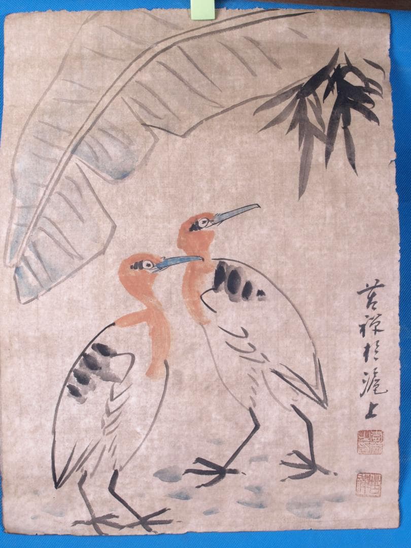 蔵整理品画家李苦蝉作肉筆掛け軸　古美術激安骨董品 R1707 C6-3<BR>