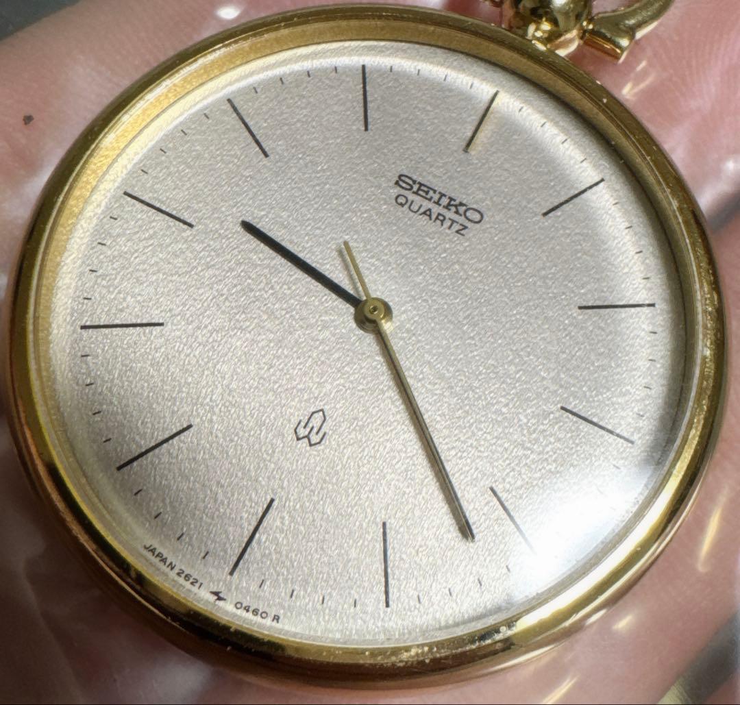 希少 SEIKO セイコー シャリオ 懐中時計 3針 クオーツ ヴィンテージ