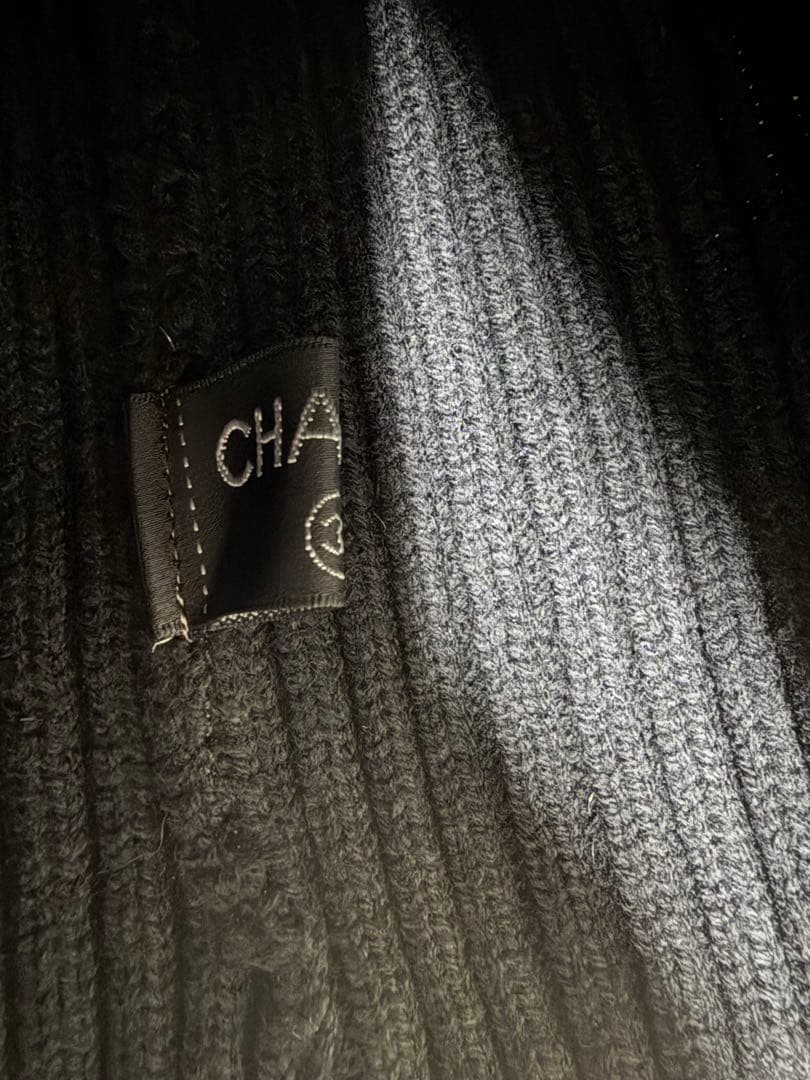 CHANEL 黒 ニット帽 CCロゴ