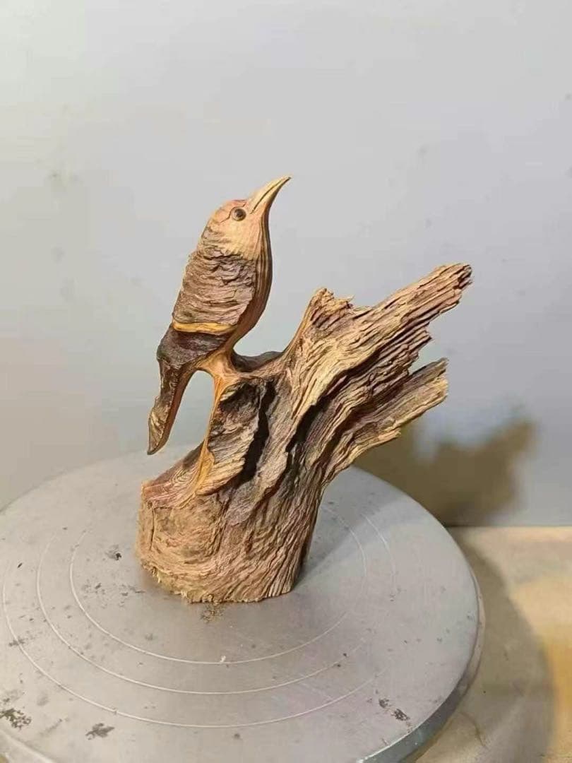 木製彫刻 鳥の置物 木製