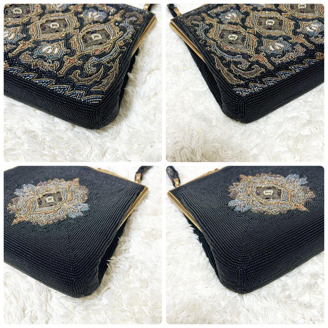 柏ビーズ フォーマルバッグ ビーズバッグ がま口 和装バッグ 冠婚葬祭 総ビーズ