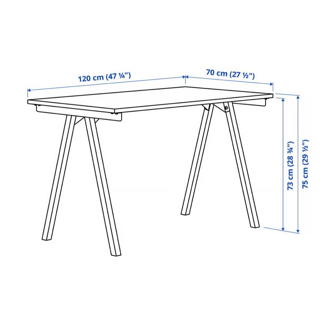 IKEA トロッテン デスク, ベージュ/チャコール, 120x70cm