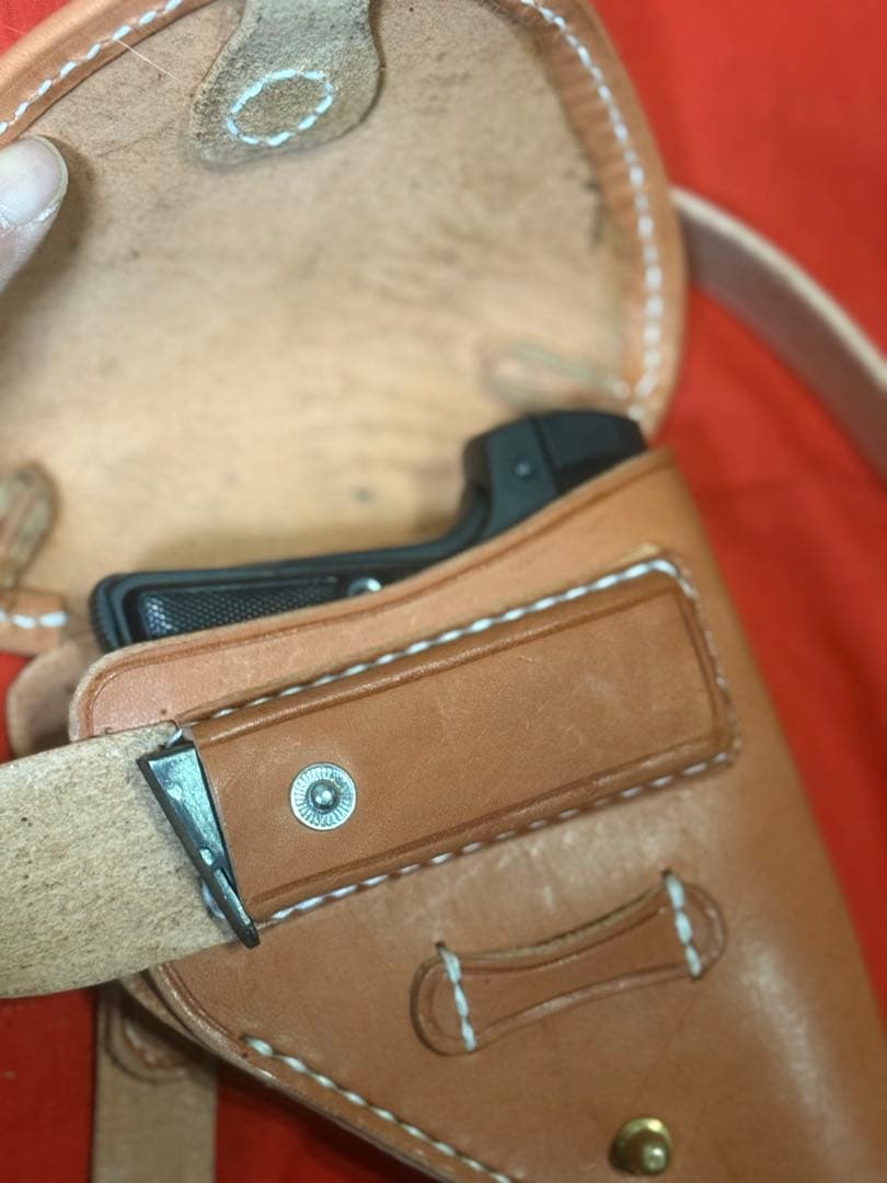 日本軍 ブローニングM1910用ホルスター＋小型拳銃弾薬盒とベルトセット★複製品