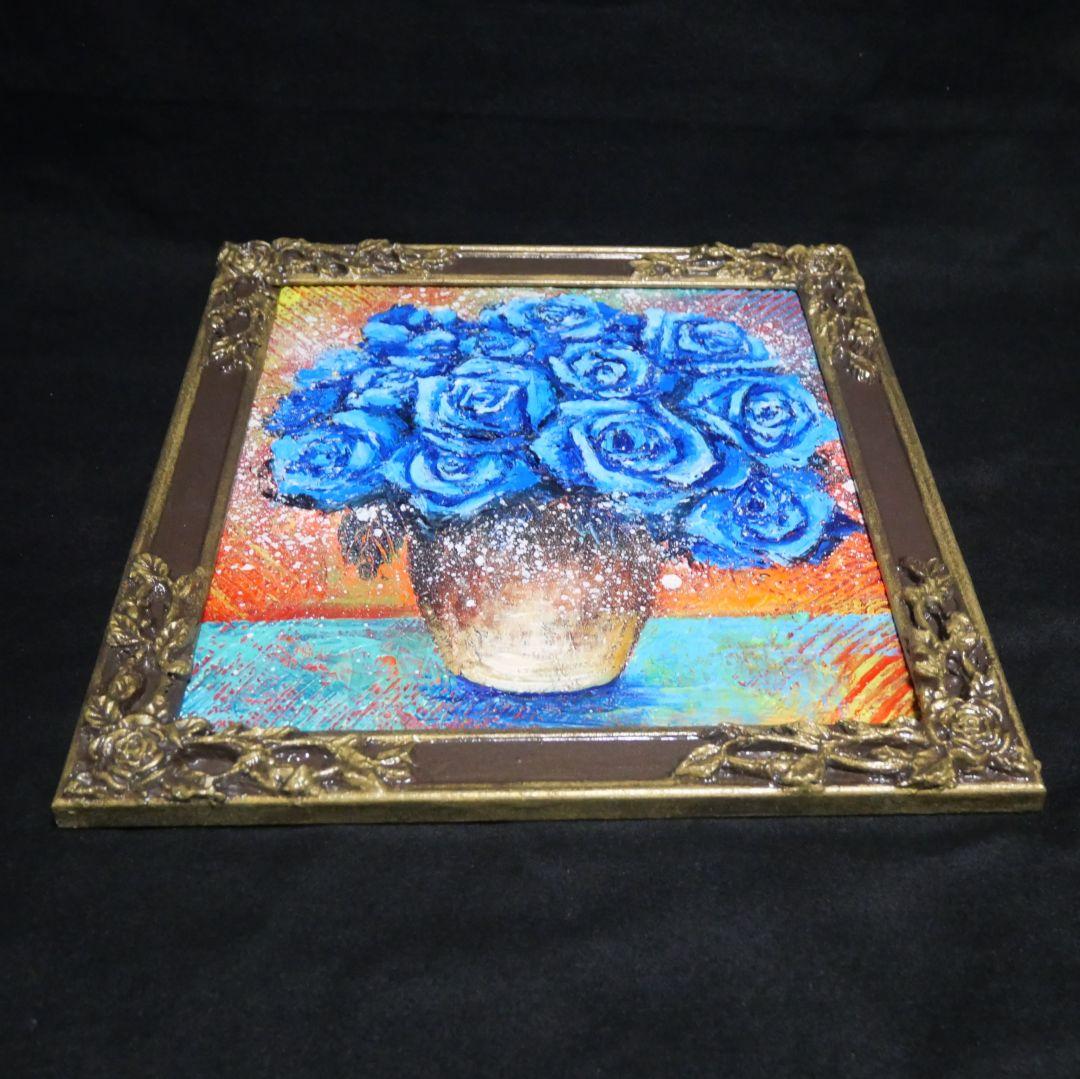 油絵 油彩 油彩画 絵 絵画【青い薔薇】