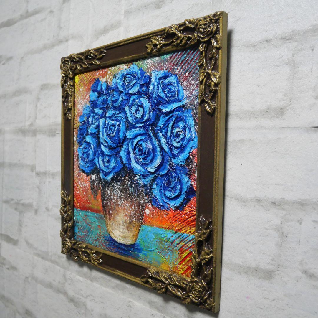 油絵 油彩 油彩画 絵 絵画【青い薔薇】