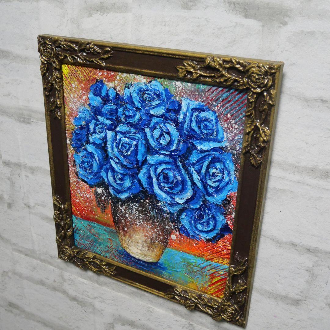 油絵 油彩 油彩画 絵 絵画【青い薔薇】