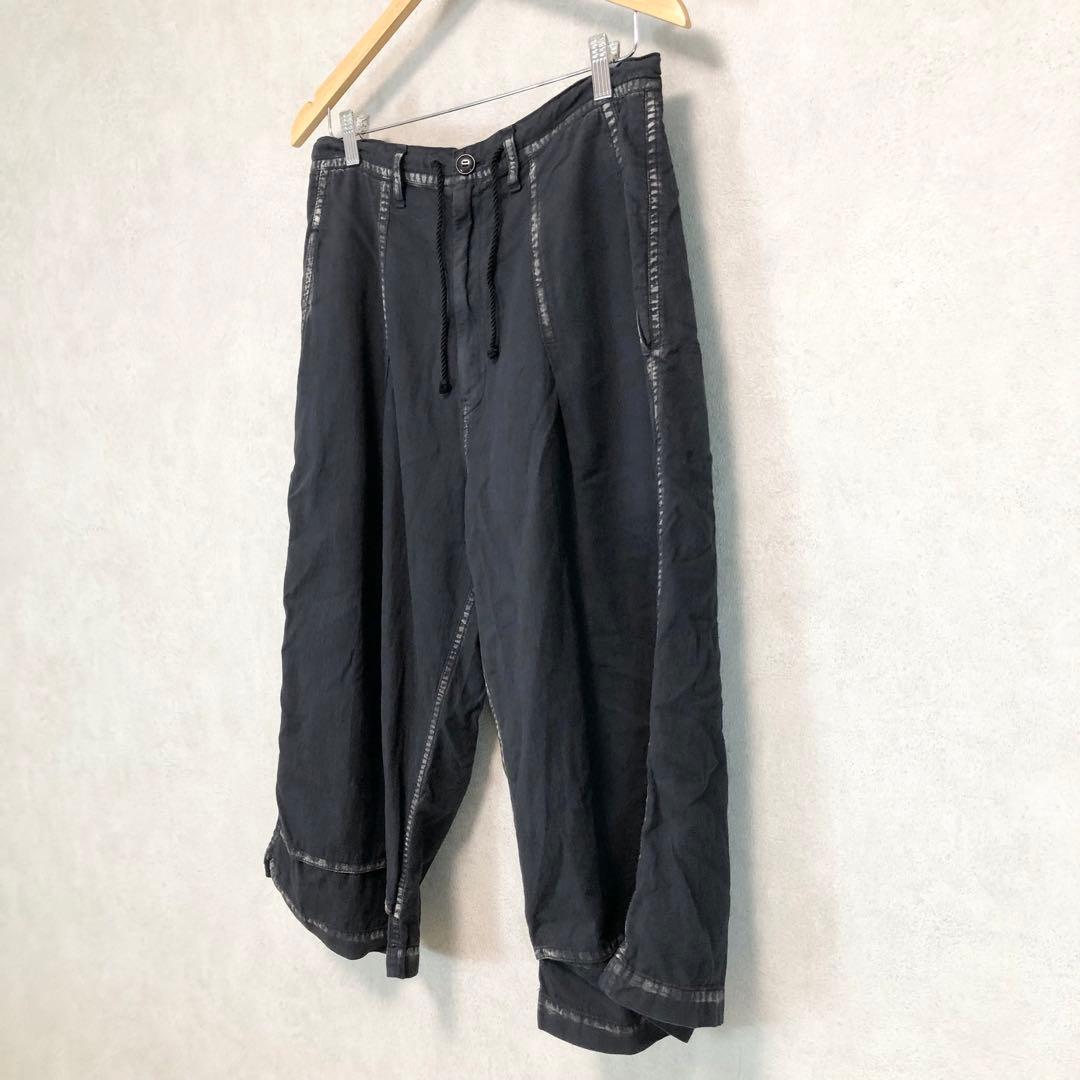 Y's ワイズ 製品染め サルエルワイドパンツ 墨黒