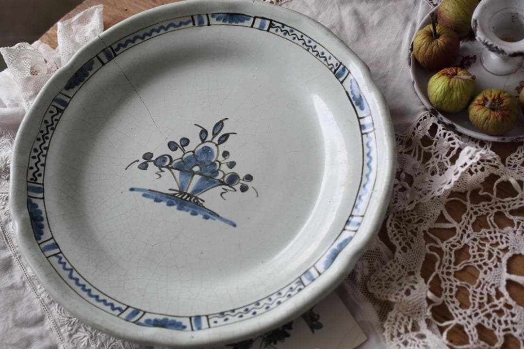 フランス　アンティーク　キュノワール　プレート　皿　ムスティエ