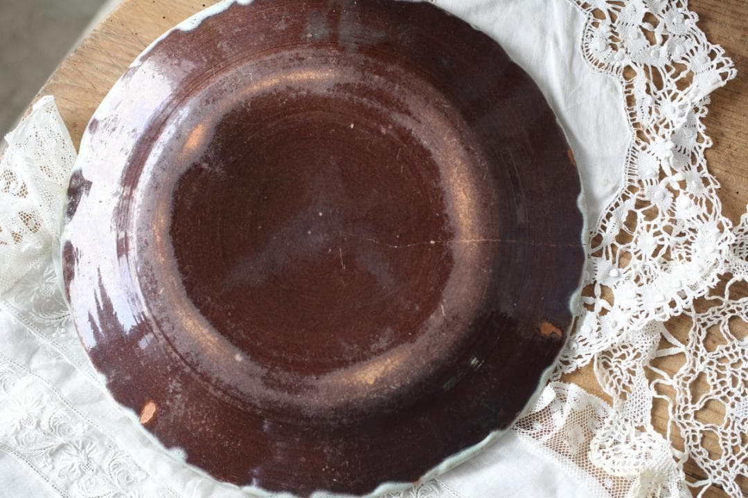 フランス　アンティーク　キュノワール　プレート　皿　ムスティエ