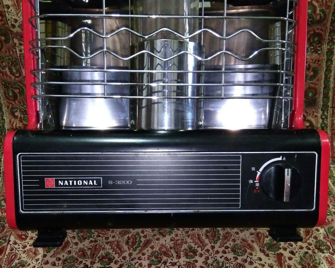 【昭和レトロ】希少♦NATIONAL S-3200 ストーブ 赤黒…ＬＰガス用