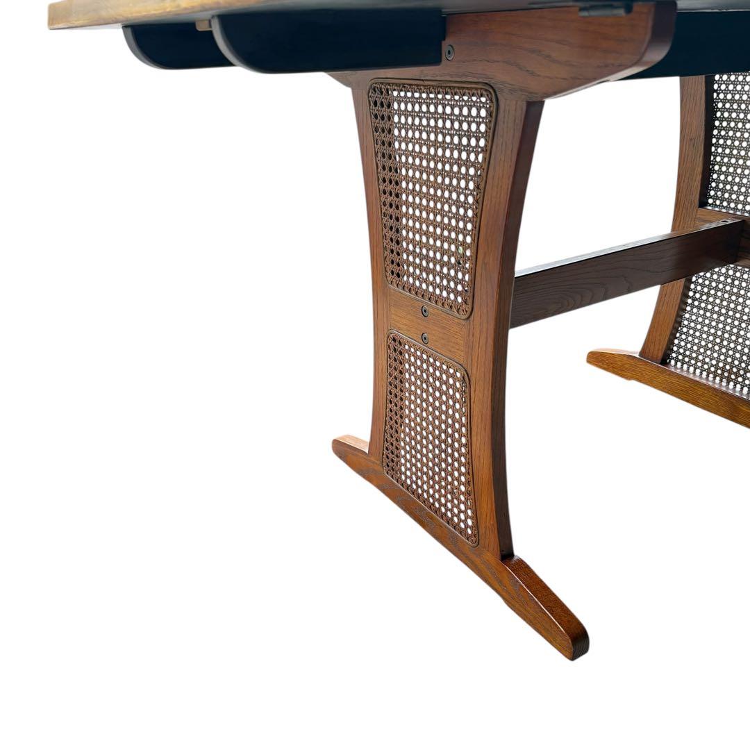 HR679 【木目とラタンが美しい】三越ブルージュ　バタフライテーブル　三越家具