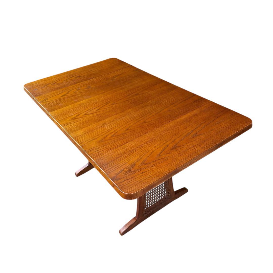 HR679 【木目とラタンが美しい】三越ブルージュ　バタフライテーブル　三越家具