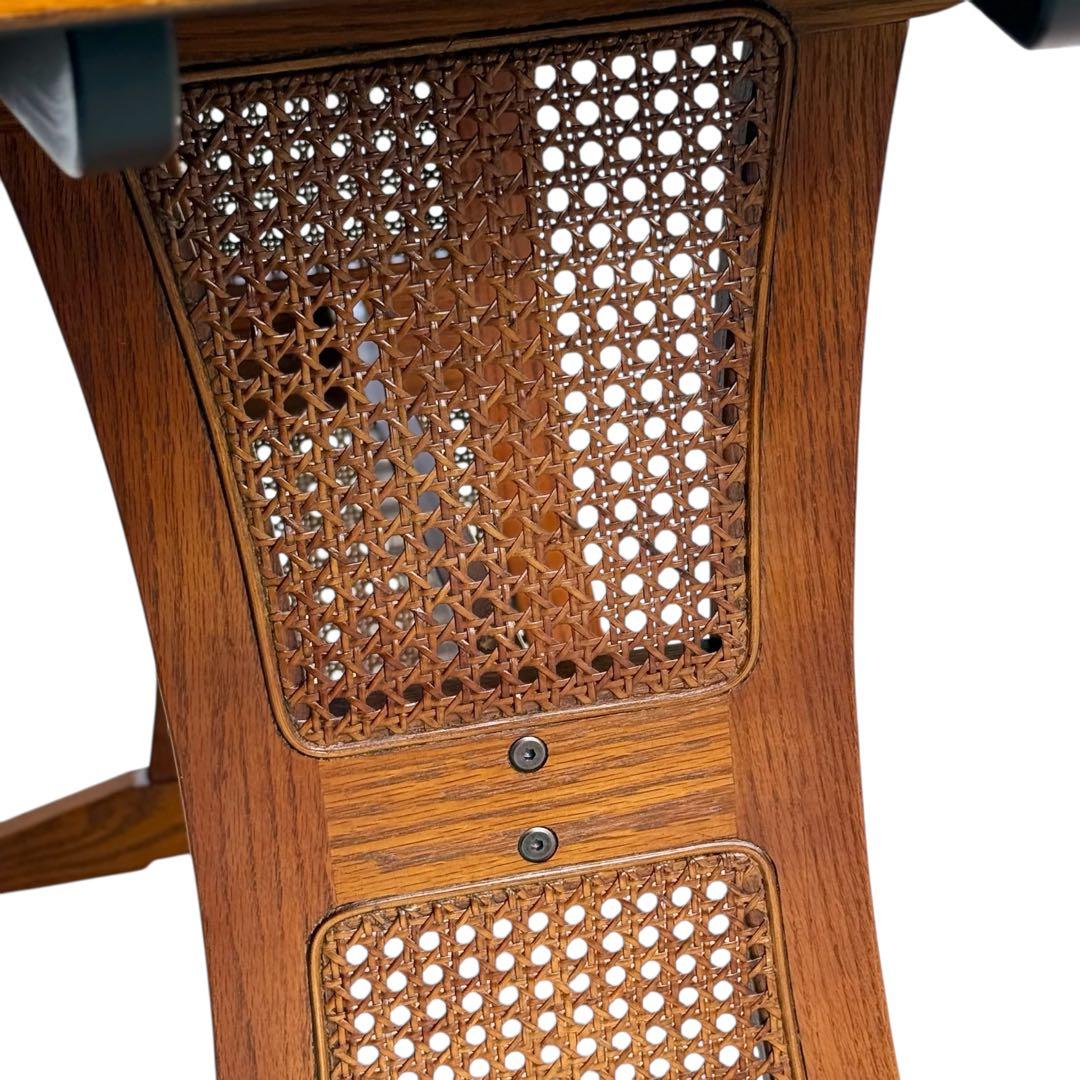 HR679 【木目とラタンが美しい】三越ブルージュ　バタフライテーブル　三越家具