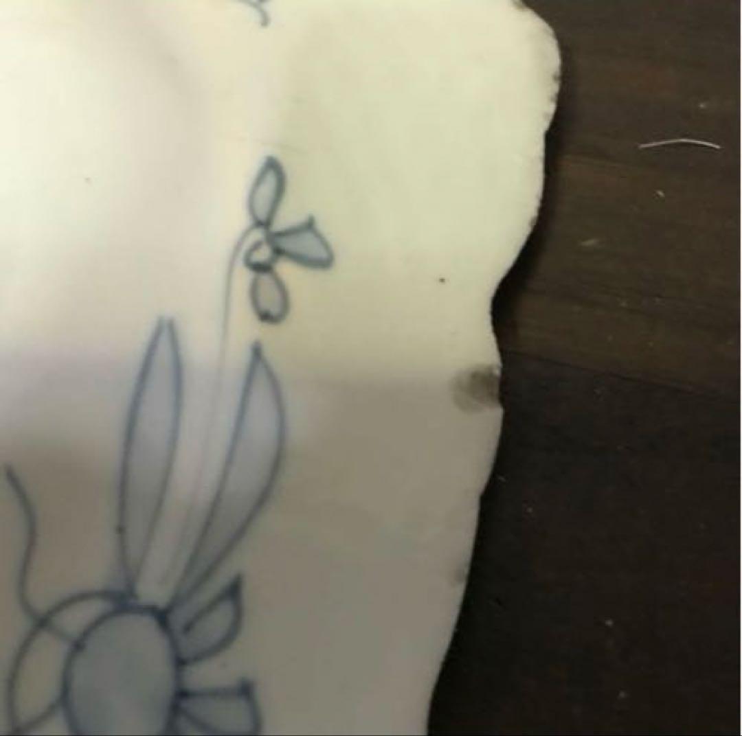 染付　陶器　当時物　盛り皿　染付の絵柄が美しい　年代物