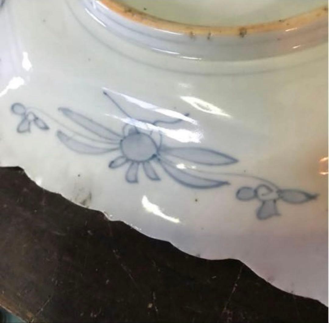 染付　陶器　当時物　盛り皿　染付の絵柄が美しい　年代物