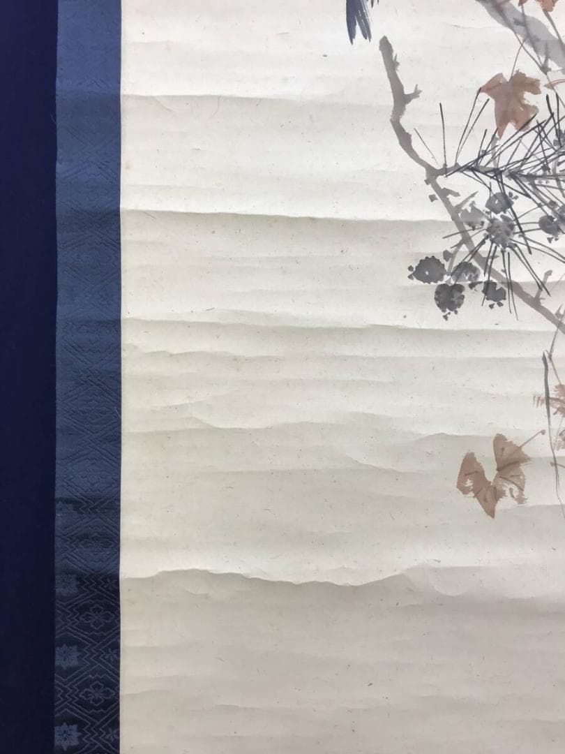 真作/池上秀畝/花鳥図/紅葉小禽図/秋草小鳥図/掛軸/名家伝来/AH-711