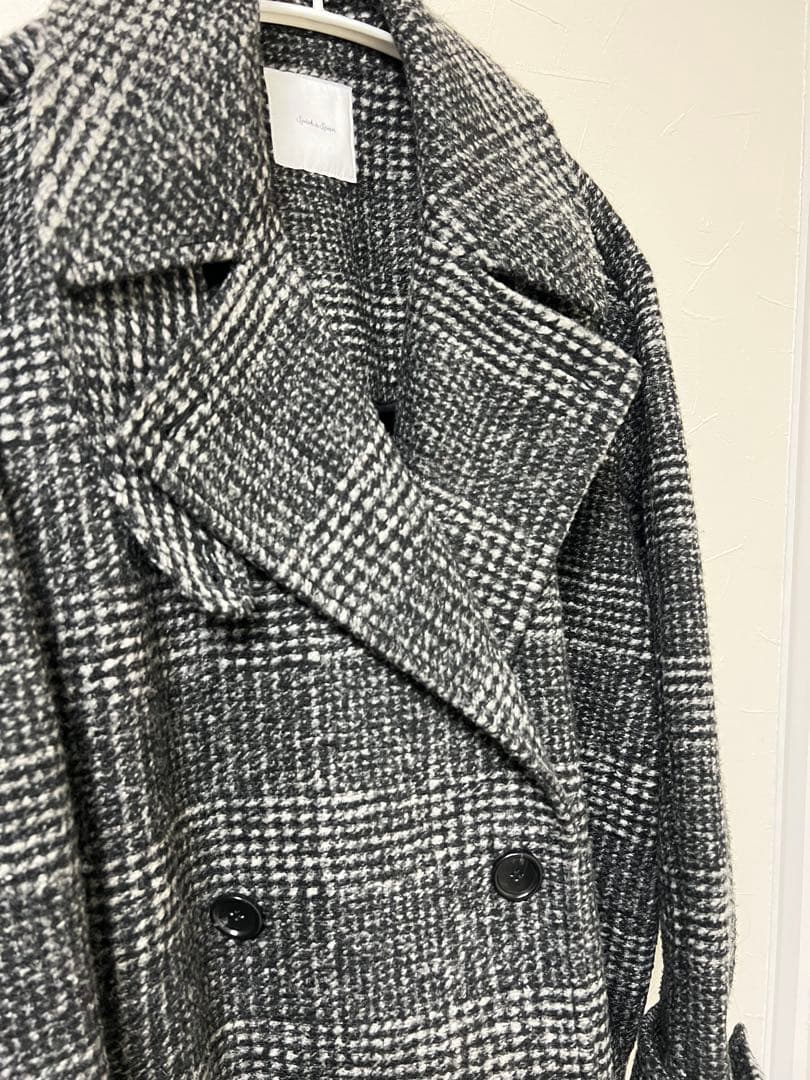 美品【24AW】Spick&Span Wスライバーチェックハーフコート 36