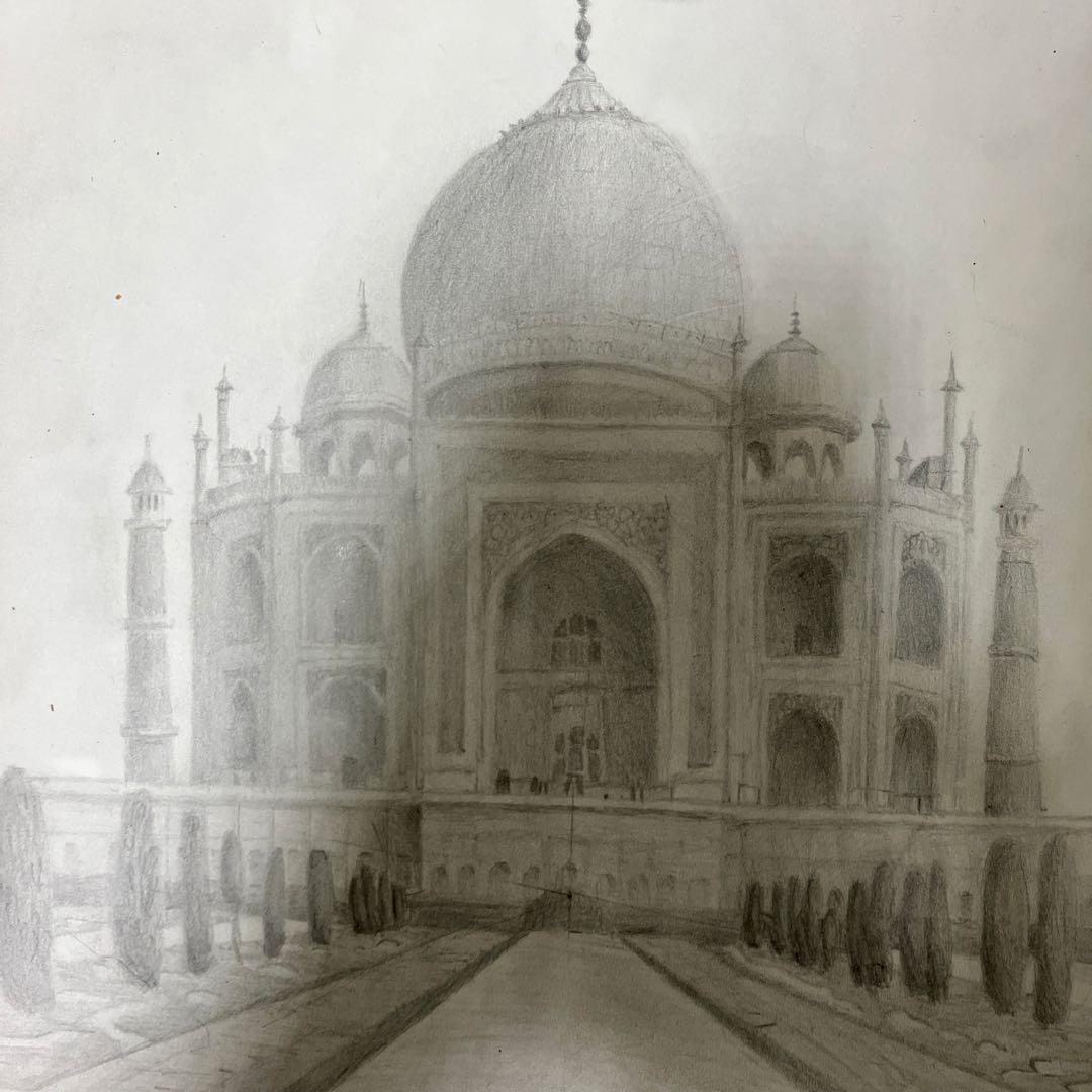 絵の知識も何も無い、ど素人が大学の授業で模写したタージ・マハル