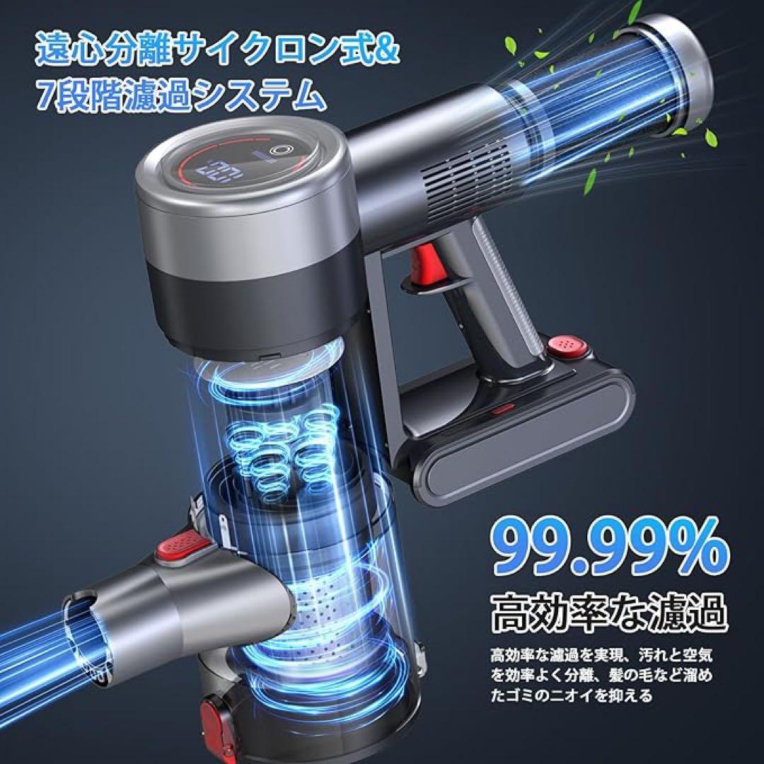 掃除機 コードレス2025技術革新版！60Kpa真の超強力吸引＆革新版グリーン