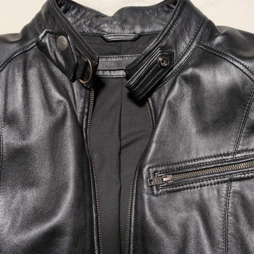 美品！羊革！ブラックレザーシングルライダースジャケット　リュウグーレイザース！